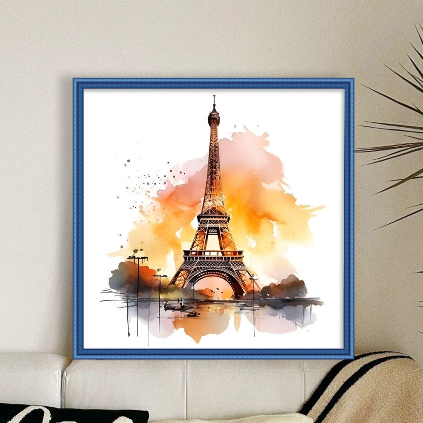 Eiffel Tower - Full 18CT Stamped Cross Stitch 25x25CM - Huacan