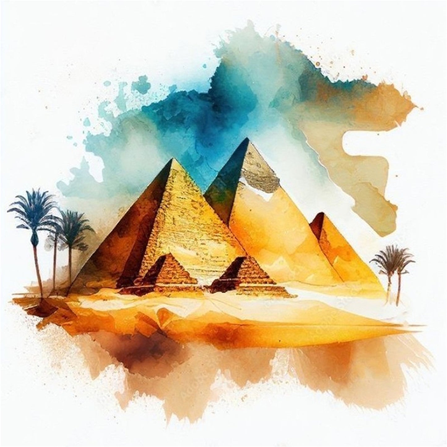 Egyptian Pyramids - Full 18CT Stamped Cross Stitch 25x25CM - Huacan