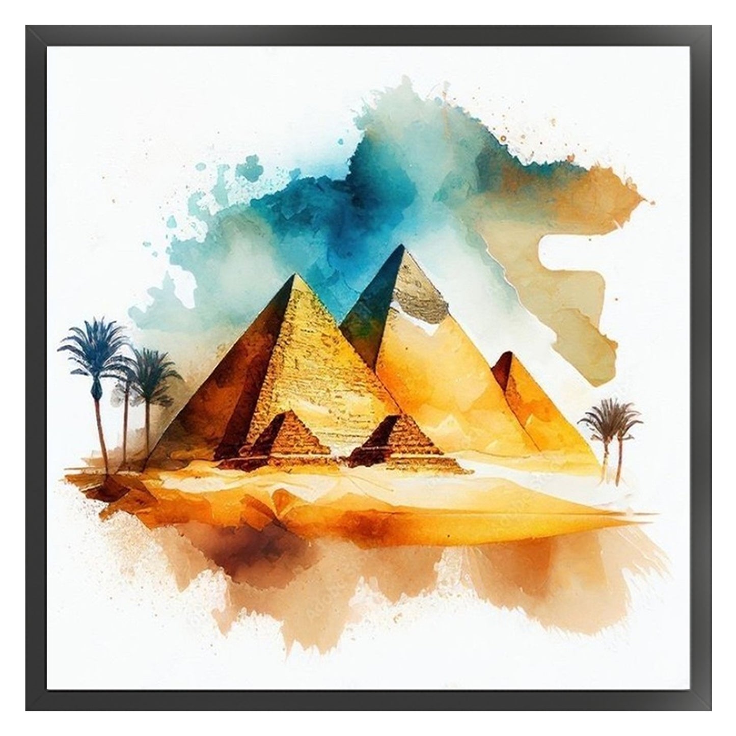 Egyptian Pyramids - Full 18CT Stamped Cross Stitch 25x25CM - Huacan