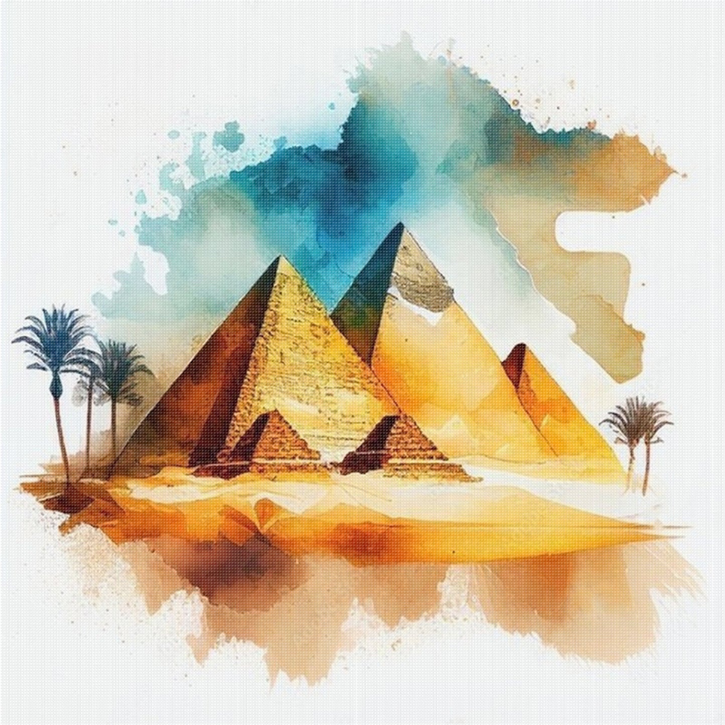 Egyptian Pyramids - Full 18CT Stamped Cross Stitch 25x25CM - Huacan