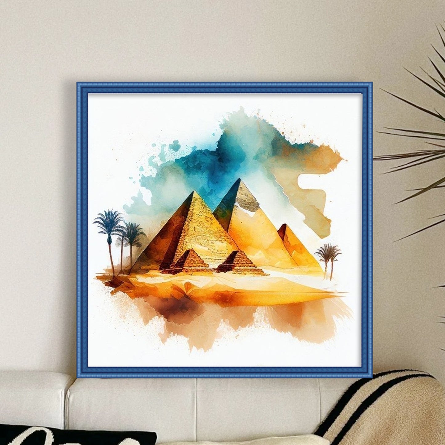 Egyptian Pyramids - Full 18CT Stamped Cross Stitch 25x25CM - Huacan