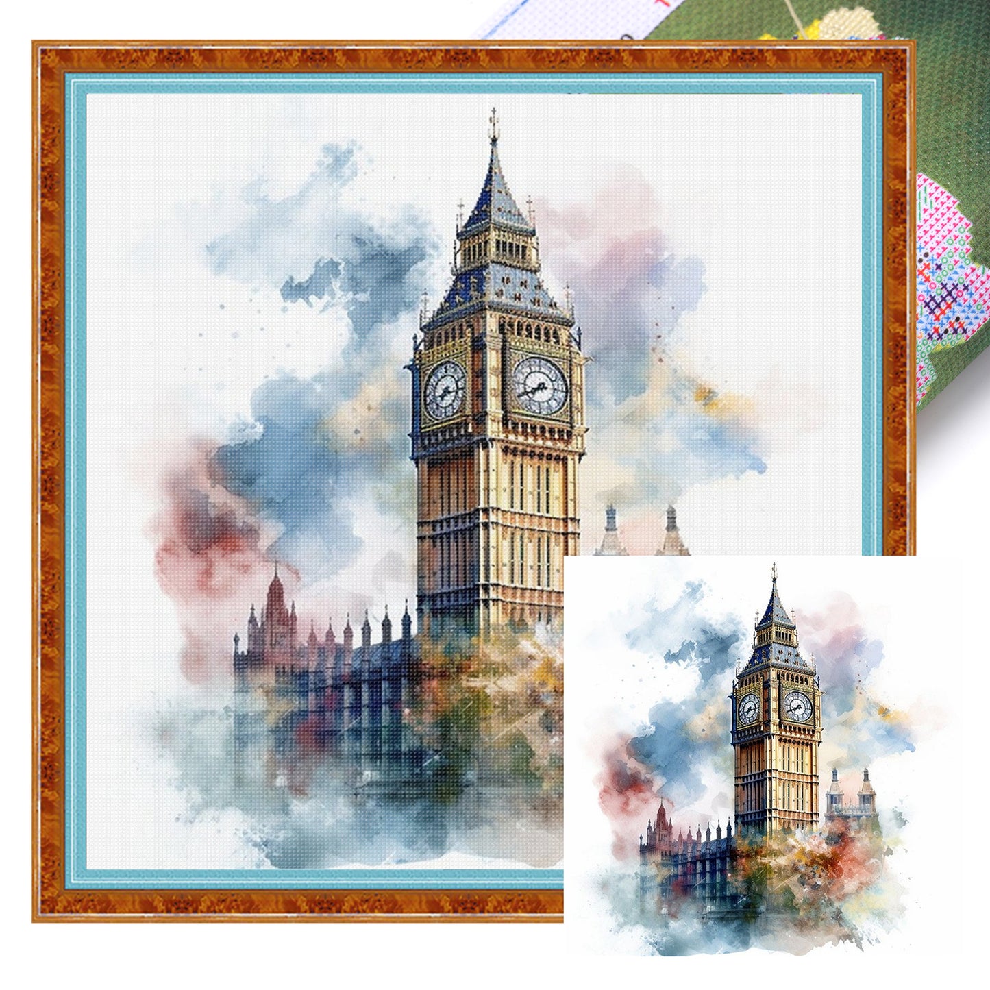 Big Ben - Full 18CT Stamped Cross Stitch 25x25CM - Huacan
