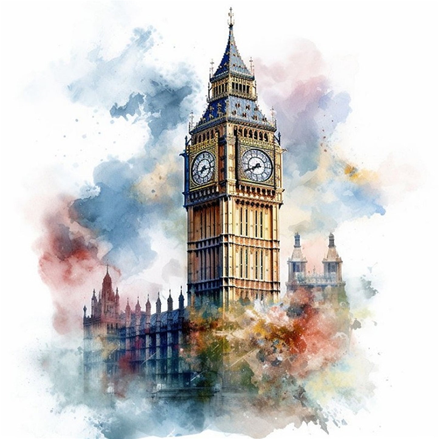 Big Ben - Full 18CT Stamped Cross Stitch 25x25CM - Huacan