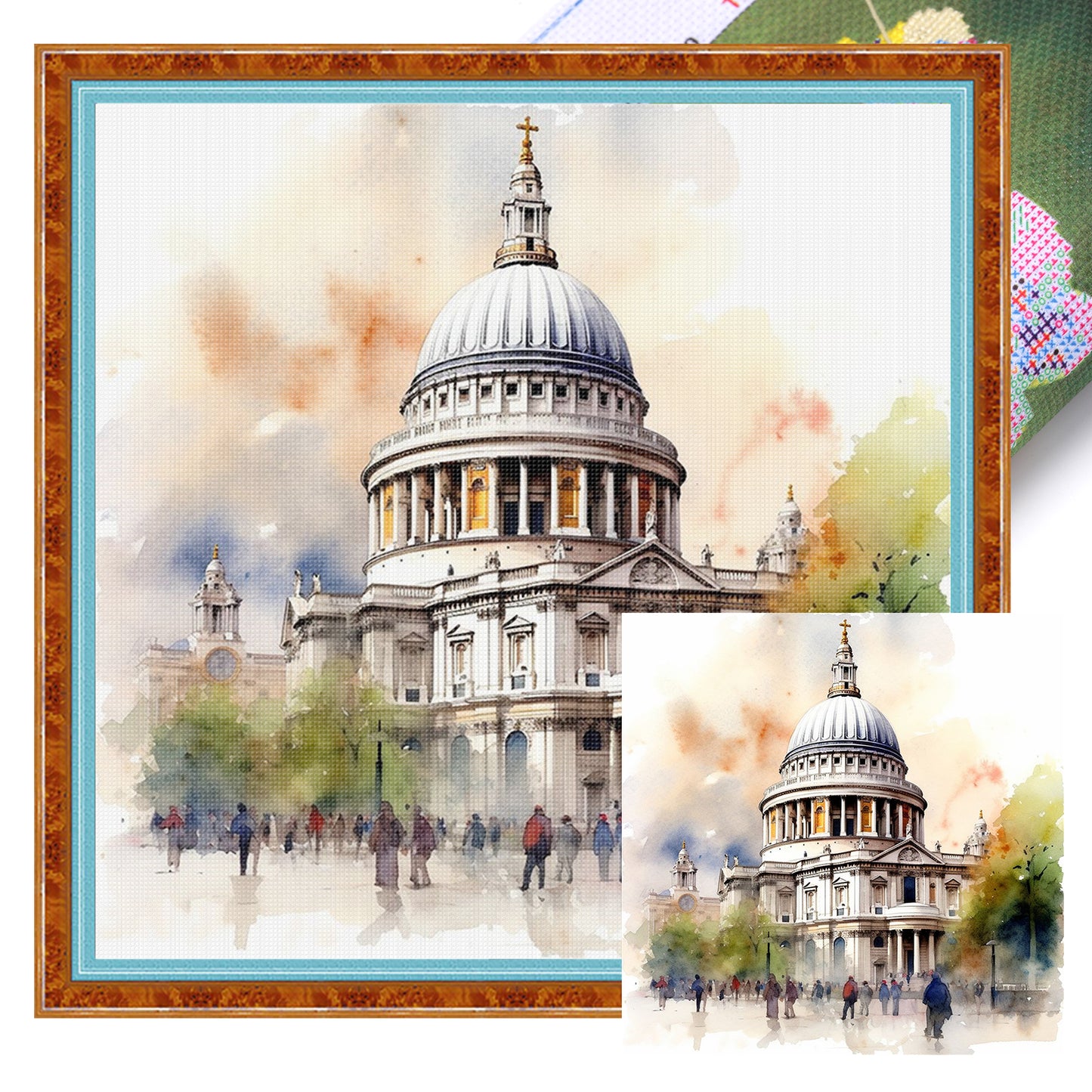St Paul'S Cathedral - Full 18CT Stamped Cross Stitch 25x25CM - Huacan