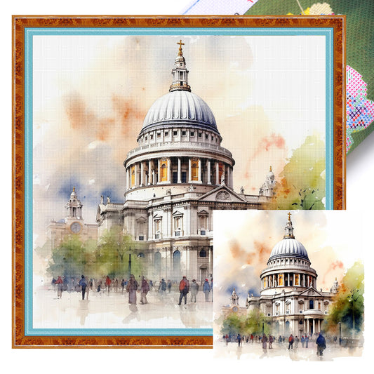 St Paul'S Cathedral - Full 18CT Stamped Cross Stitch 25x25CM - Huacan