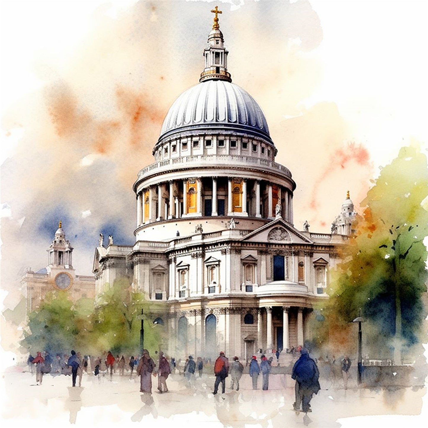 St Paul'S Cathedral - Full 18CT Stamped Cross Stitch 25x25CM - Huacan