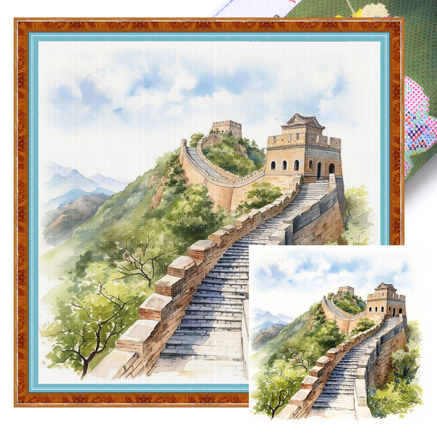 The Great Wall - Full 18CT Stamped Cross Stitch 25x25CM - Huacan