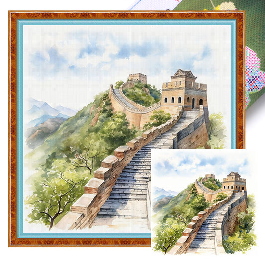 The Great Wall - Full 18CT Stamped Cross Stitch 25x25CM - Huacan
