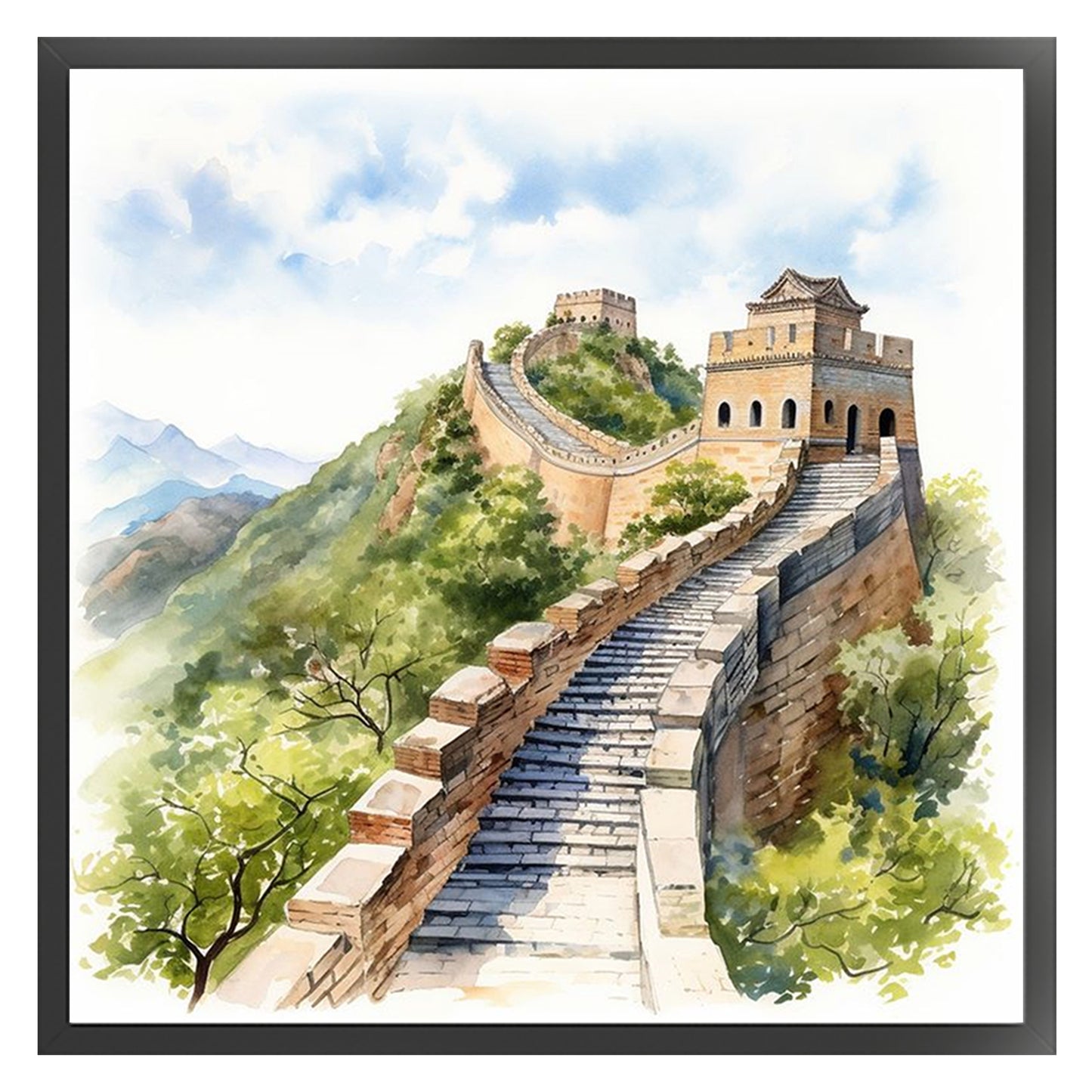 The Great Wall - Full 18CT Stamped Cross Stitch 25x25CM - Huacan