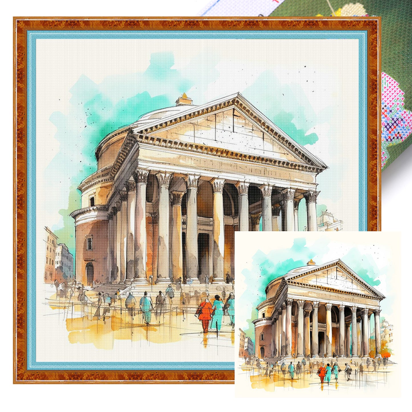 Pantheon - Full 18CT Stamped Cross Stitch 25x25CM - Huacan
