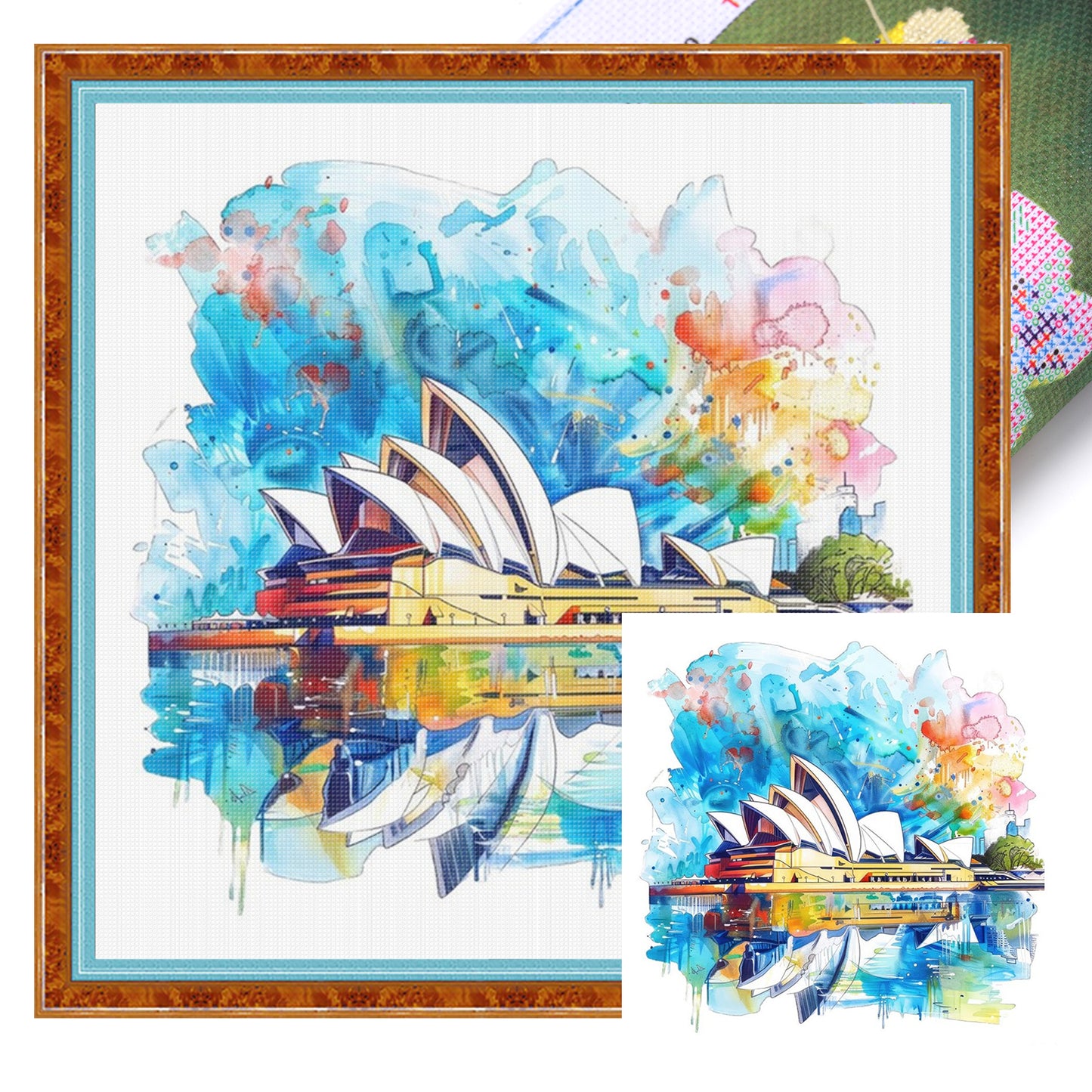 Sydney Opera House - Full 18CT Stamped Cross Stitch 25x25CM - Huacan