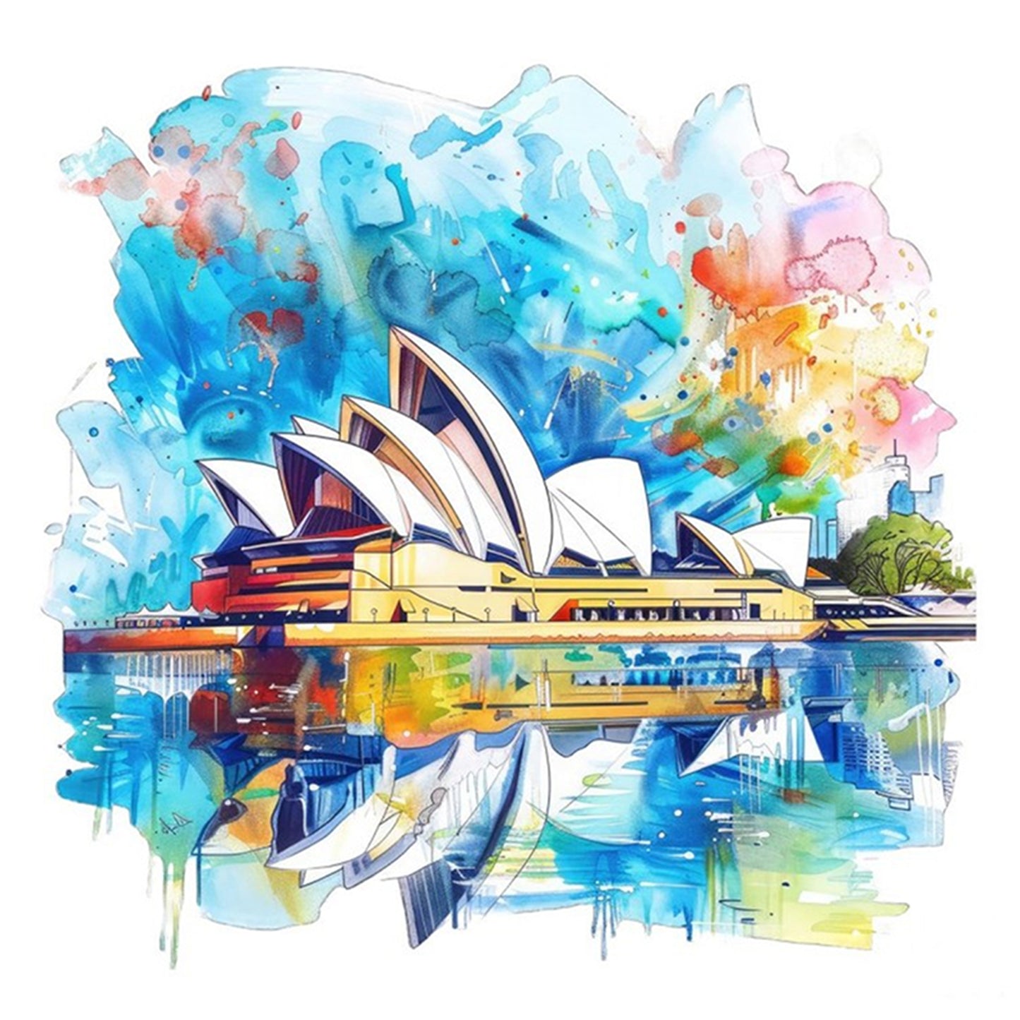 Sydney Opera House - Full 18CT Stamped Cross Stitch 25x25CM - Huacan