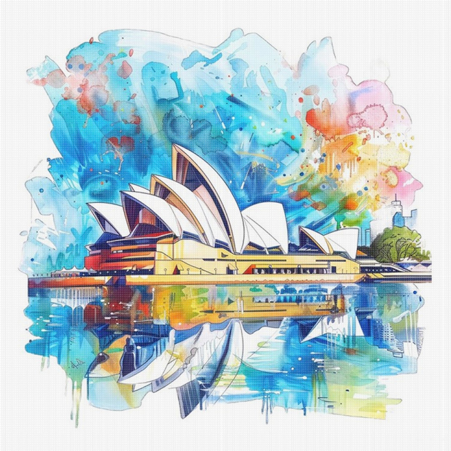 Sydney Opera House - Full 18CT Stamped Cross Stitch 25x25CM - Huacan