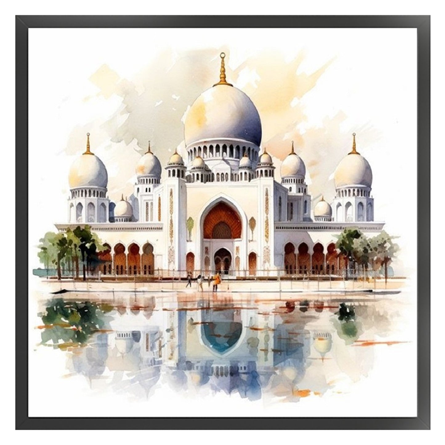 Sheikh Zayed Grand Mosque - Full 18CT Stamped Cross Stitch 25x25CM - Huacan