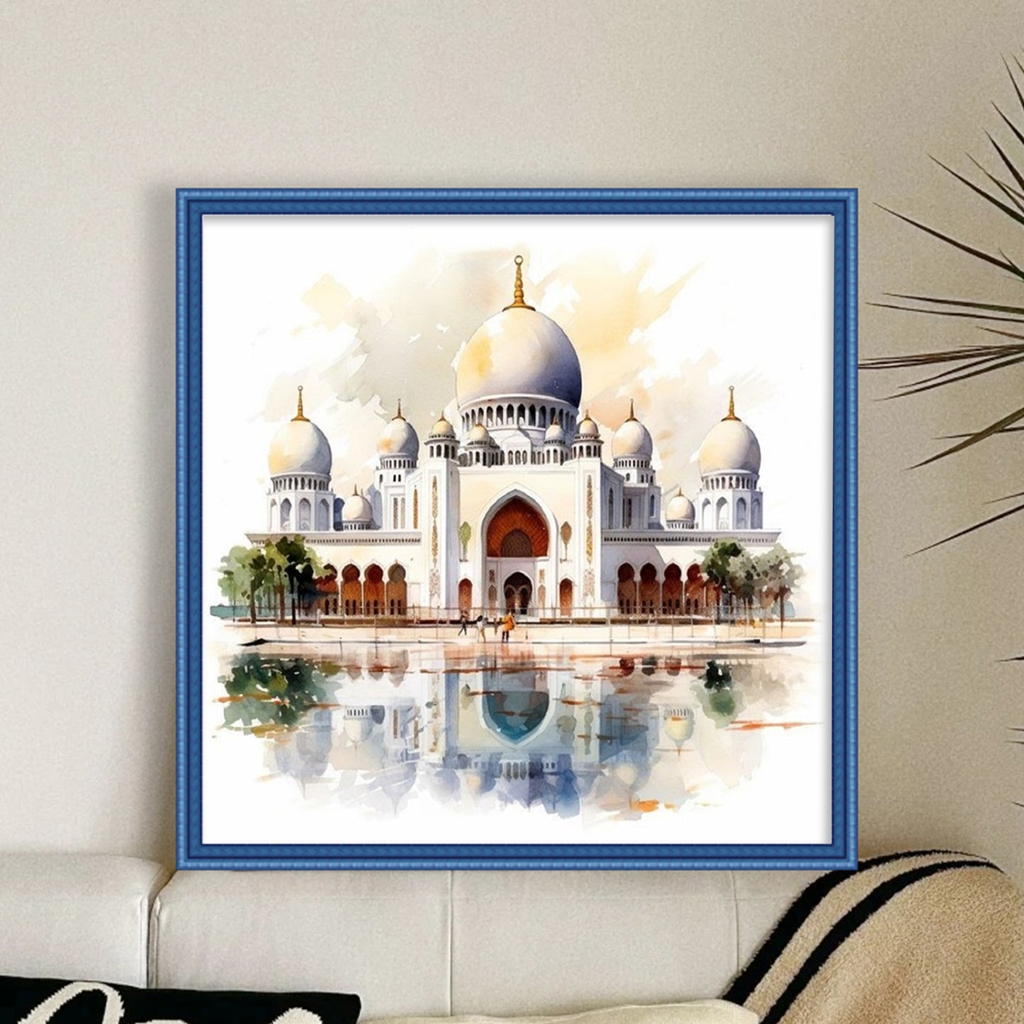 Sheikh Zayed Grand Mosque - Full 18CT Stamped Cross Stitch 25x25CM - Huacan