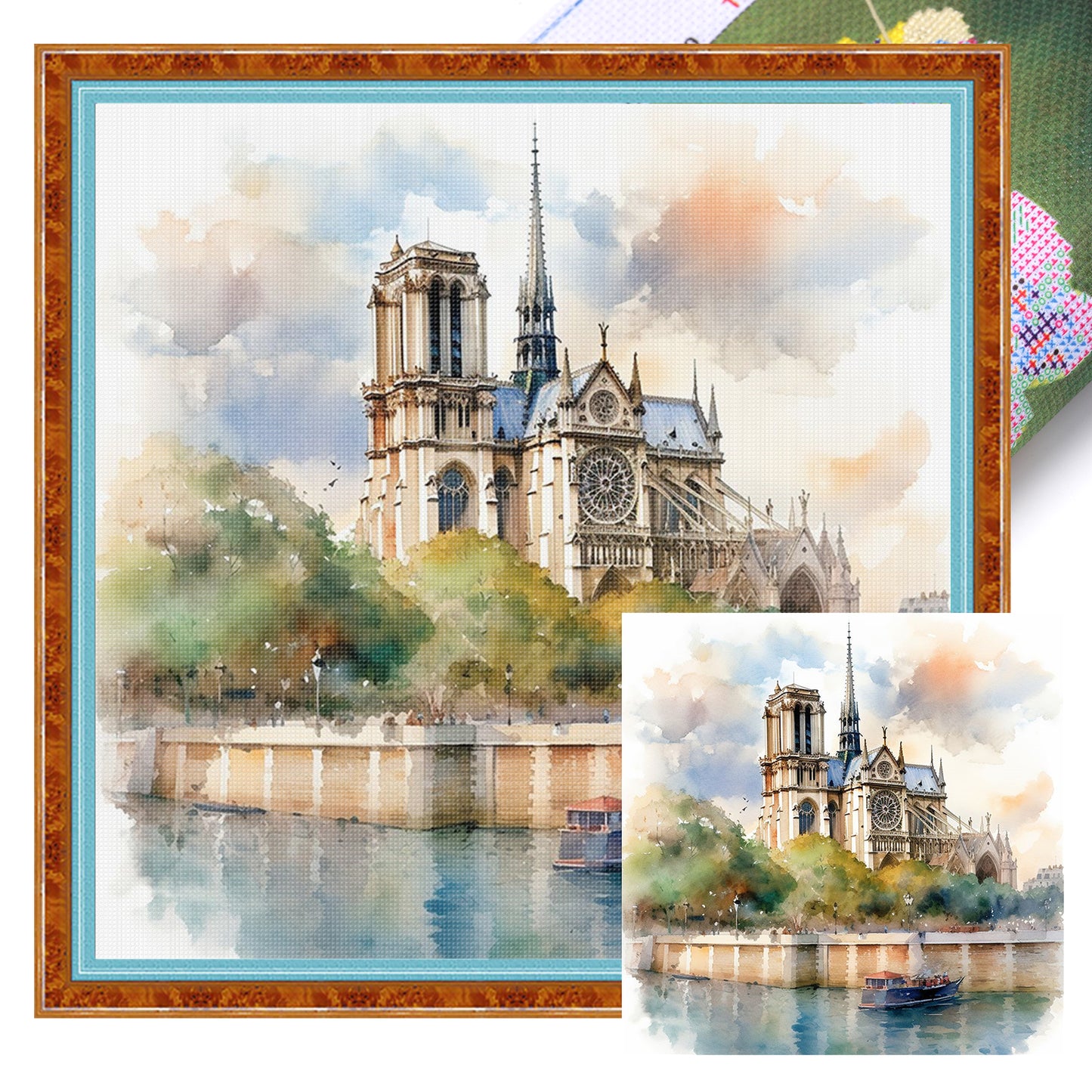 Notre-Dame De Paris - Full 18CT Stamped Cross Stitch 25x25CM - Huacan