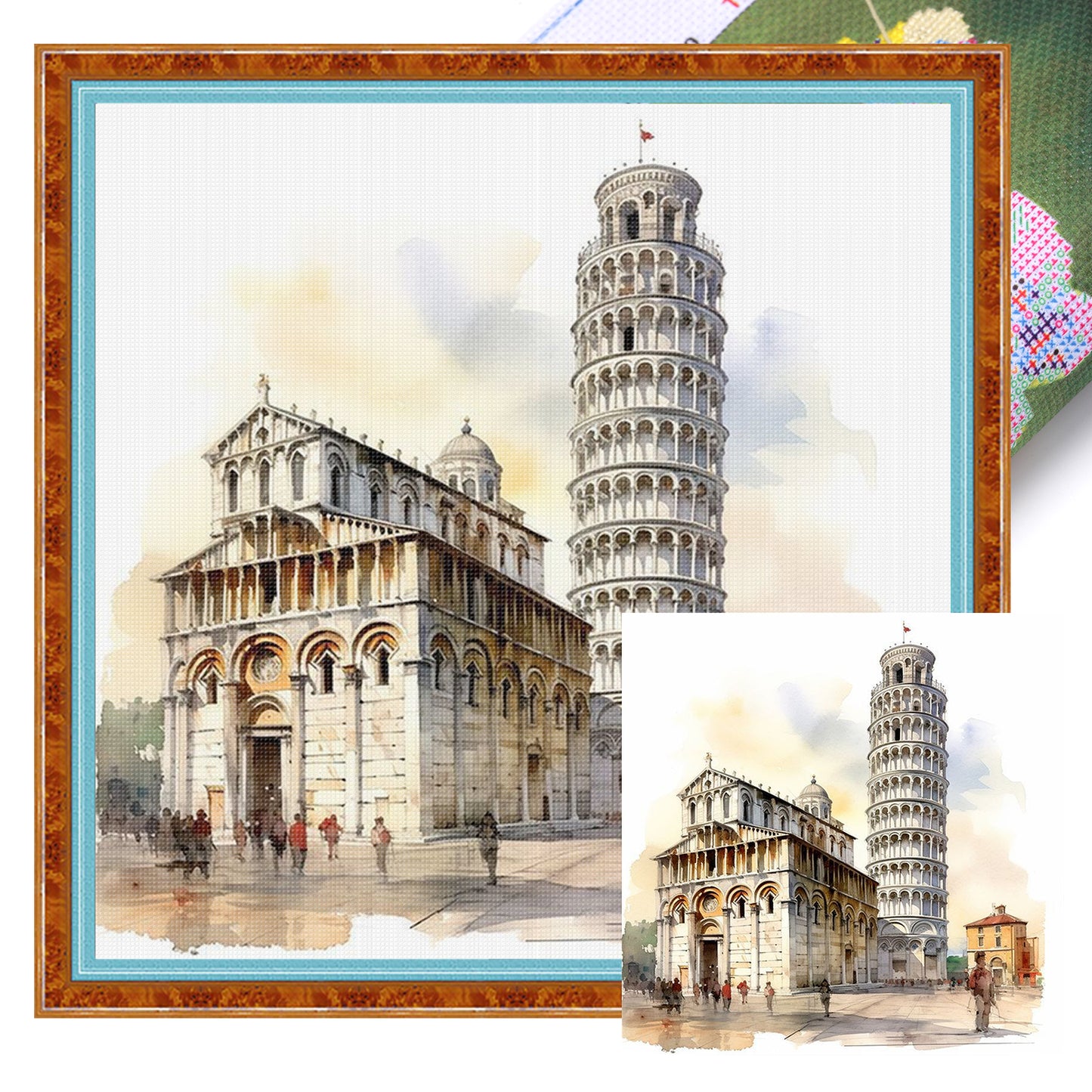 Leaning Tower Of Pisa - Full 18CT Stamped Cross Stitch 25x25CM - Huacan