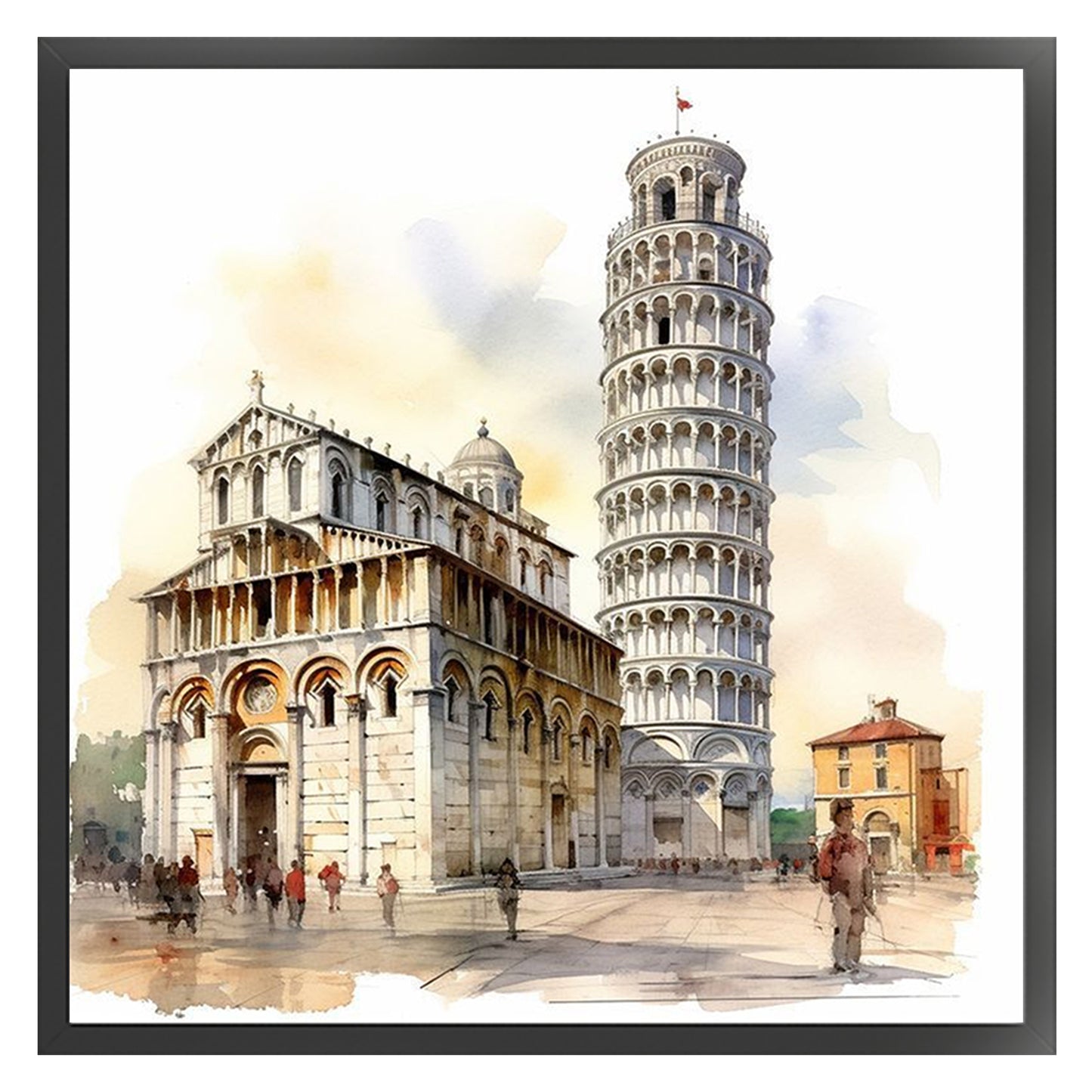 Leaning Tower Of Pisa - Full 18CT Stamped Cross Stitch 25x25CM - Huacan