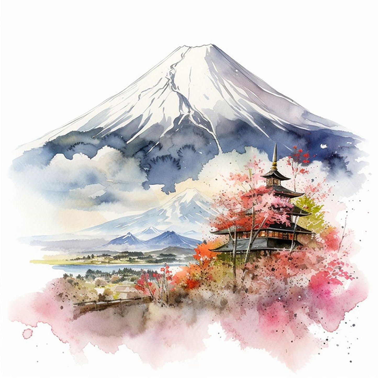 Mount Fuji - Full 18CT Stamped Cross Stitch 25x25CM - Huacan