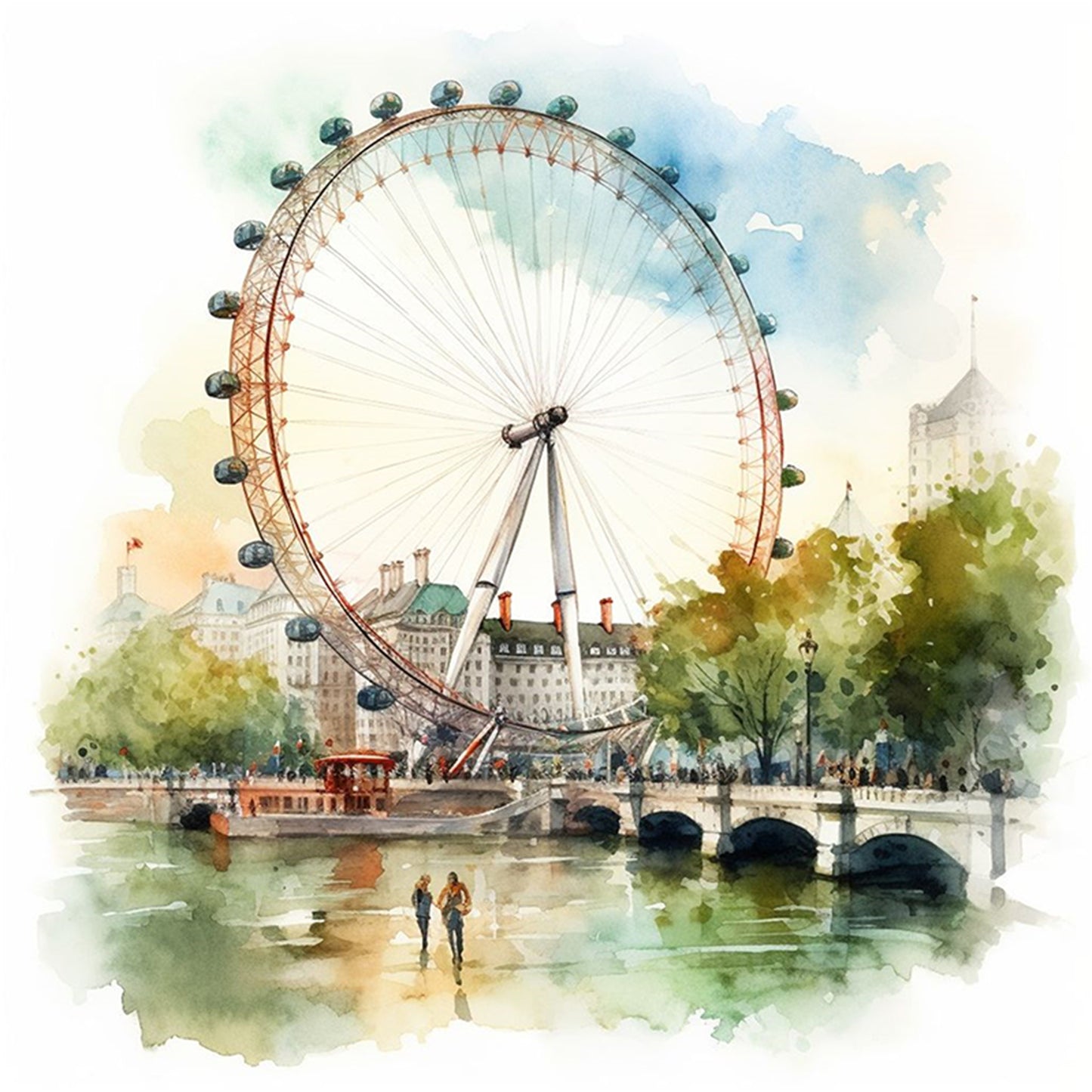 London Eye - Full 18CT Stamped Cross Stitch 25x25CM - Huacan