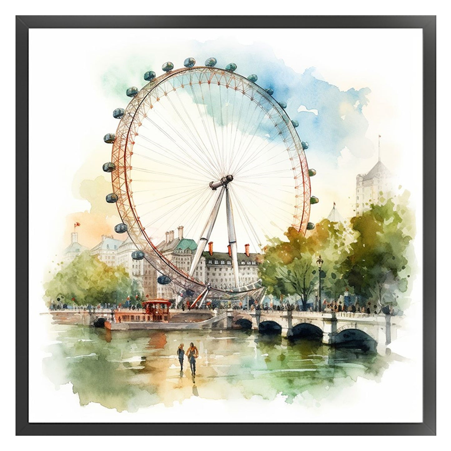 London Eye - Full 18CT Stamped Cross Stitch 25x25CM - Huacan