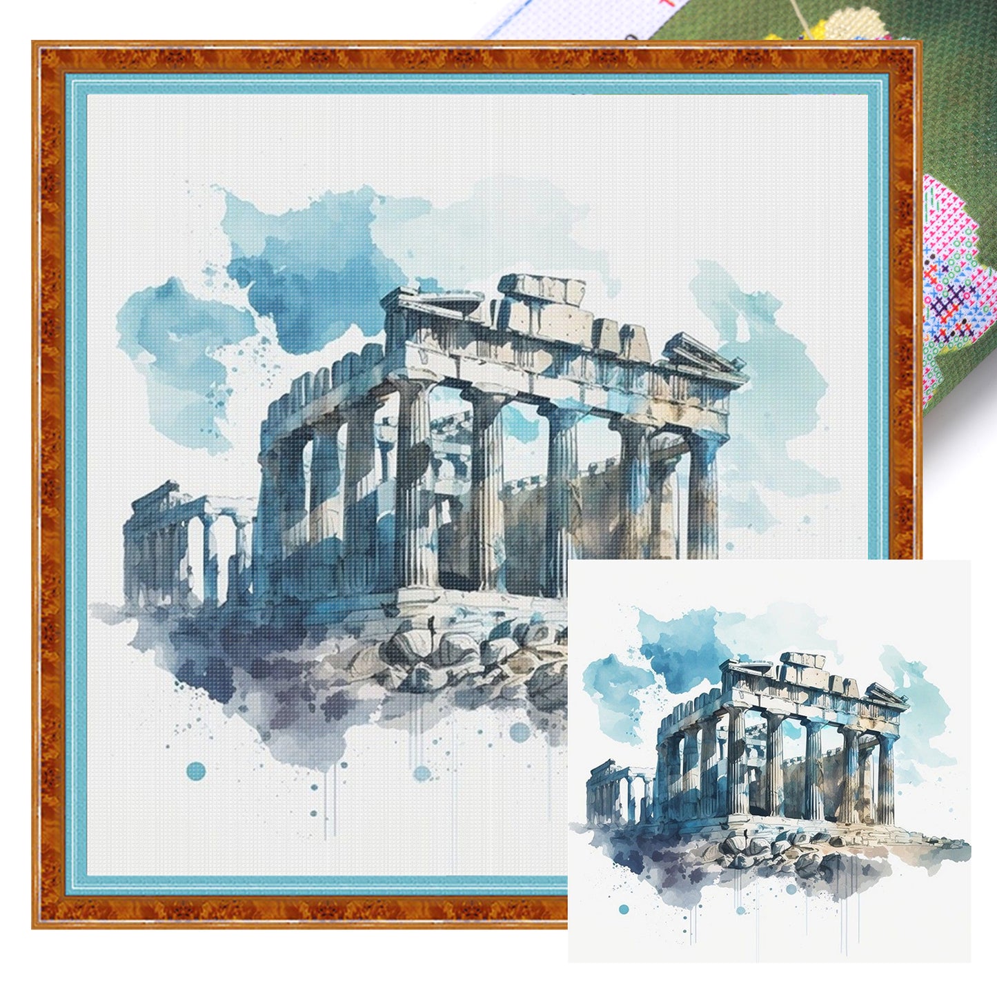 Parthenon - Full 18CT Stamped Cross Stitch 25x25CM - Huacan