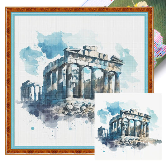 Parthenon - Full 18CT Stamped Cross Stitch 25x25CM - Huacan