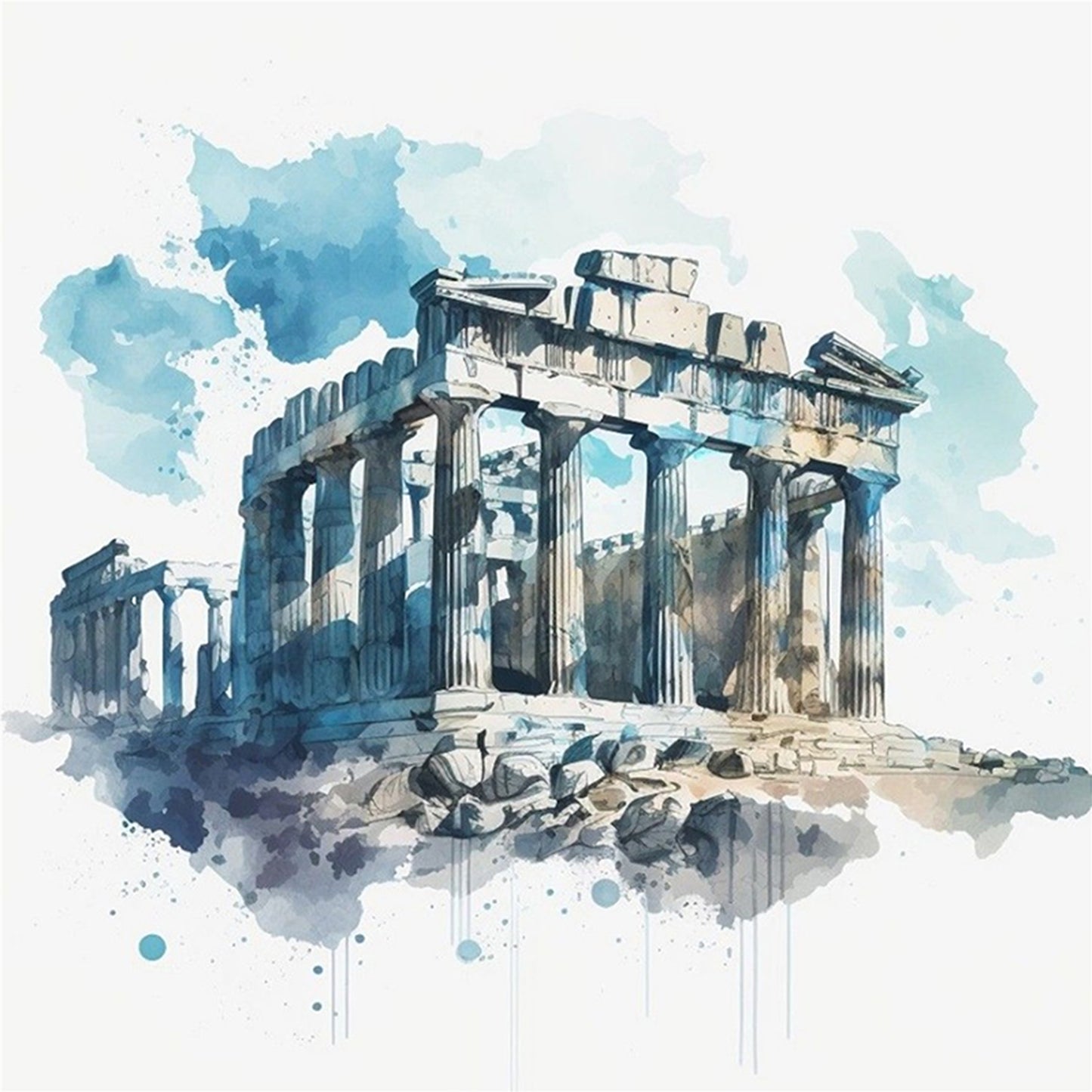 Parthenon - Full 18CT Stamped Cross Stitch 25x25CM - Huacan