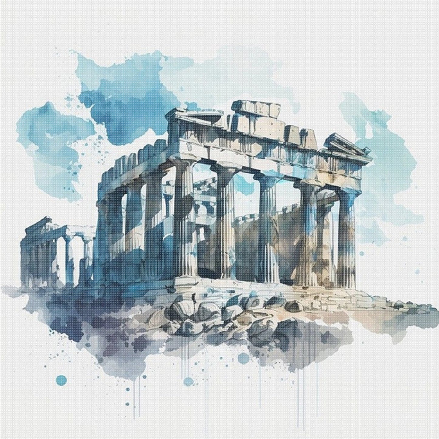 Parthenon - Full 18CT Stamped Cross Stitch 25x25CM - Huacan