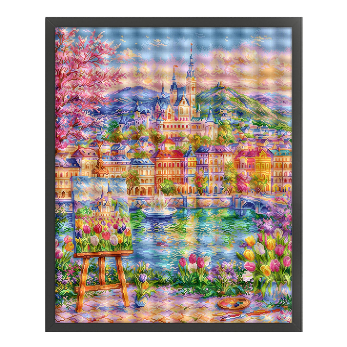 Tulip Castle - Full 9CT Stamped Cross Stitch 100x80CM - Jun He(71Colors)