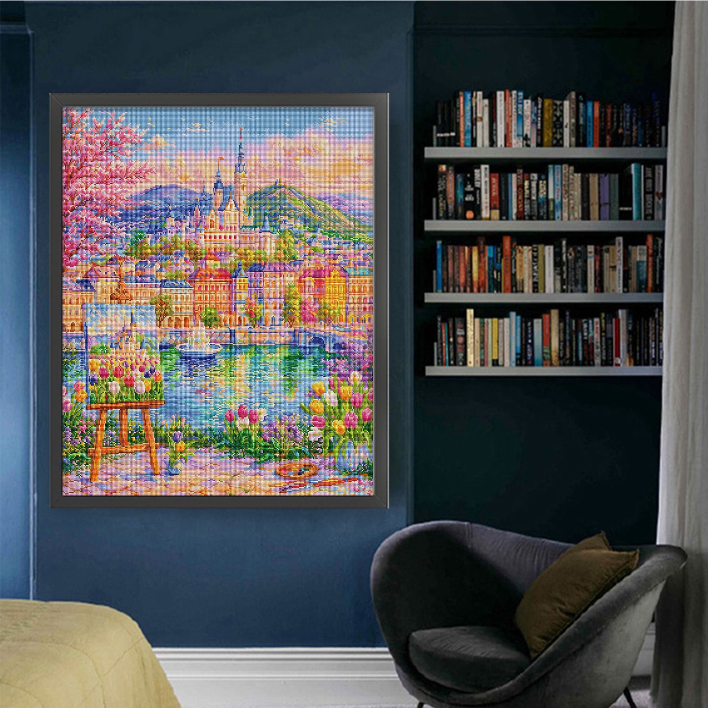 Tulip Castle - Full 9CT Stamped Cross Stitch 100x80CM - Jun He(71Colors)