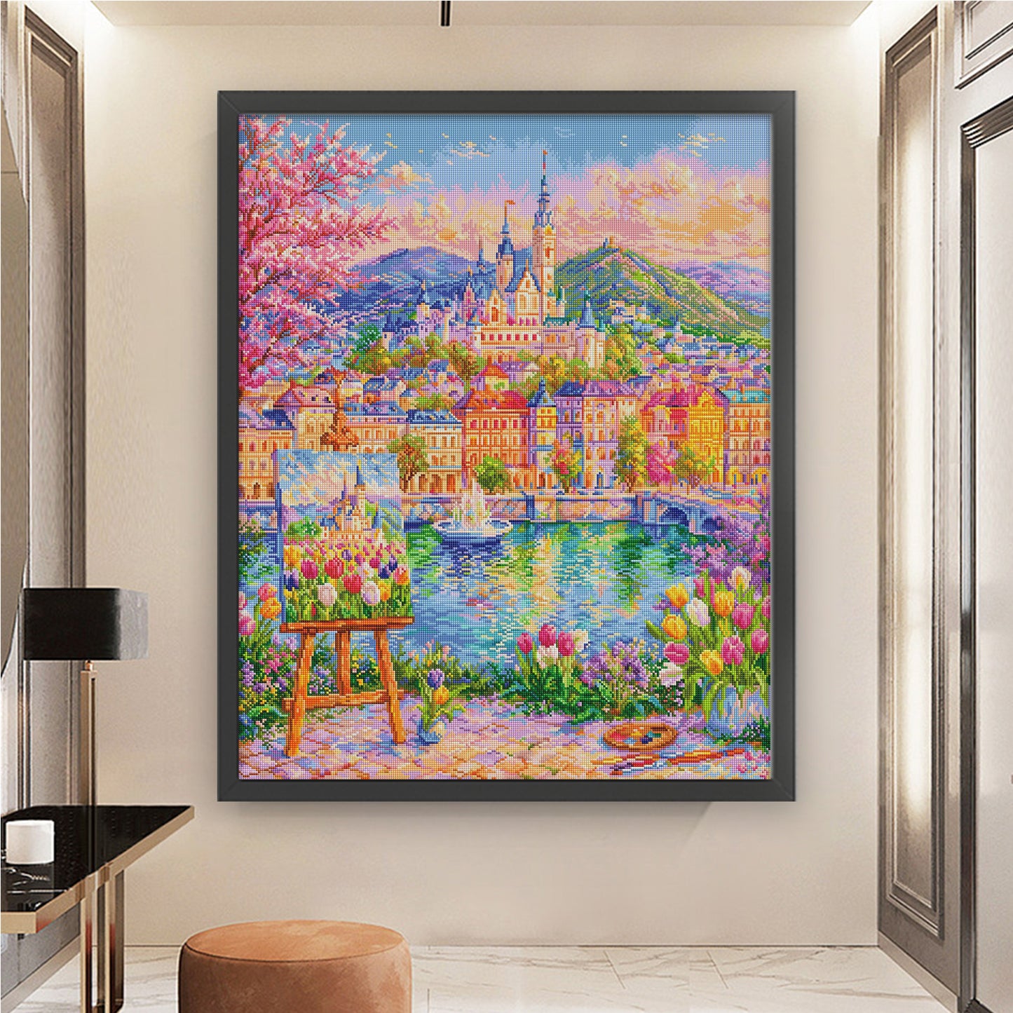 Tulip Castle - Full 9CT Stamped Cross Stitch 100x80CM - Jun He(71Colors)