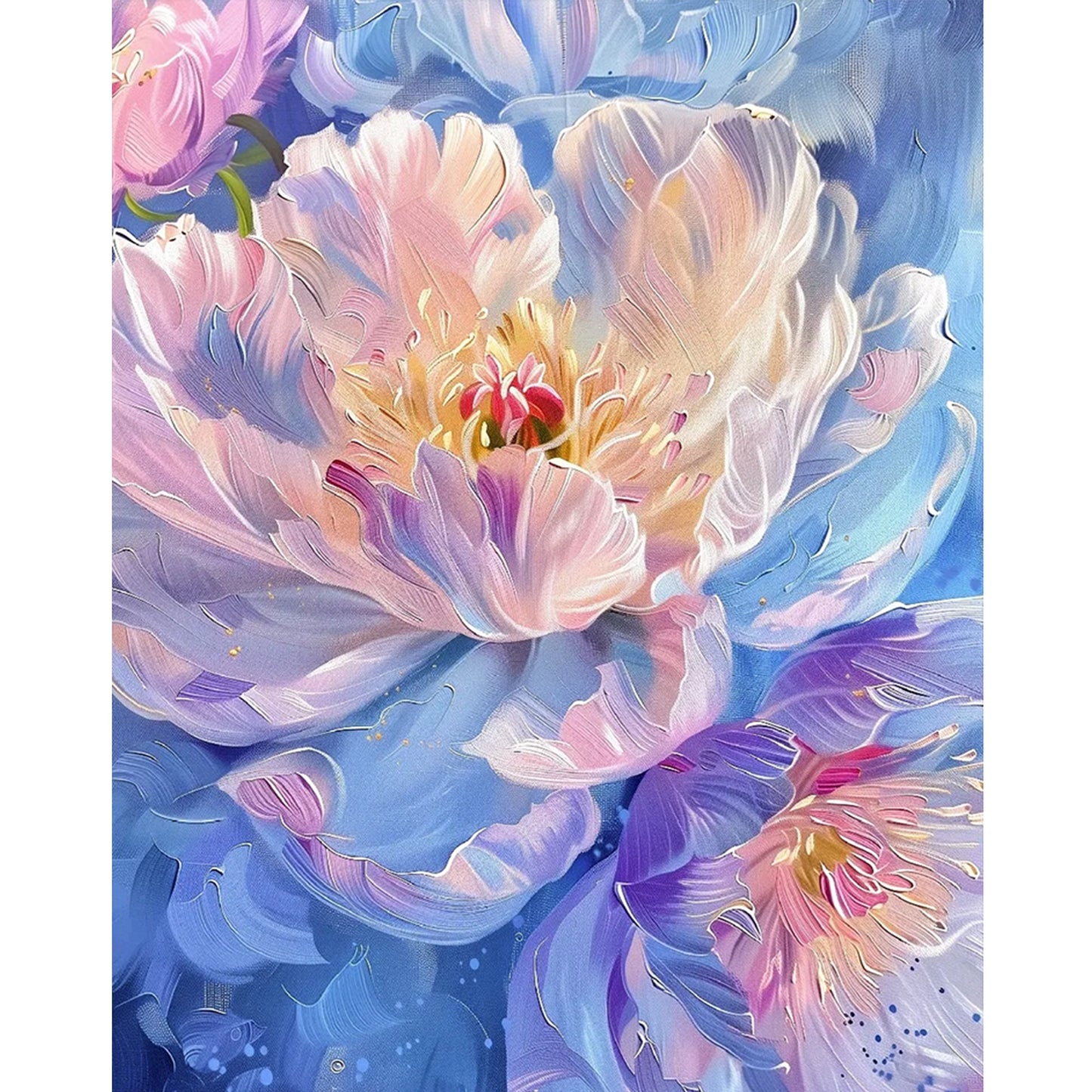 Gradient Peony - Full 9CT Stamped Cross Stitch 65x80CM - Jun He(39Colors)