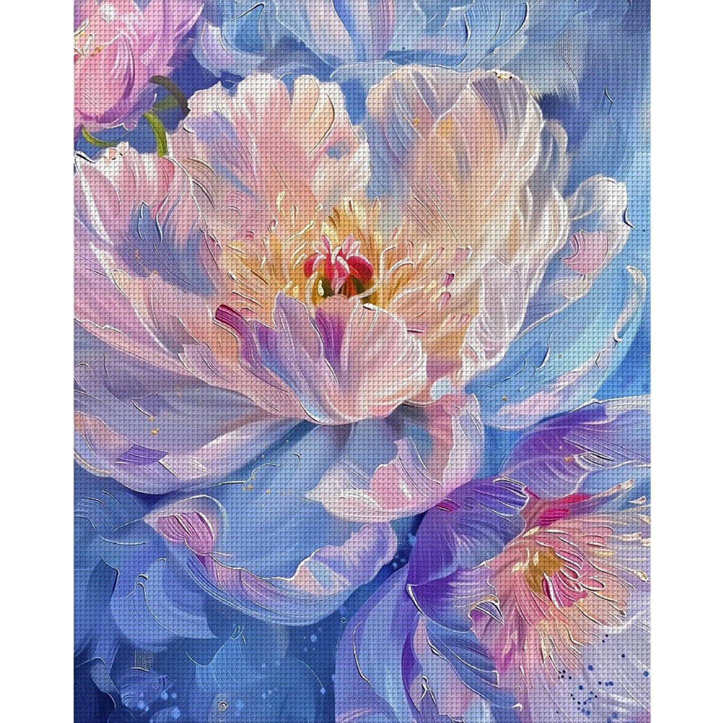 Gradient Peony - Full 9CT Stamped Cross Stitch 65x80CM - Jun He(39Colors)
