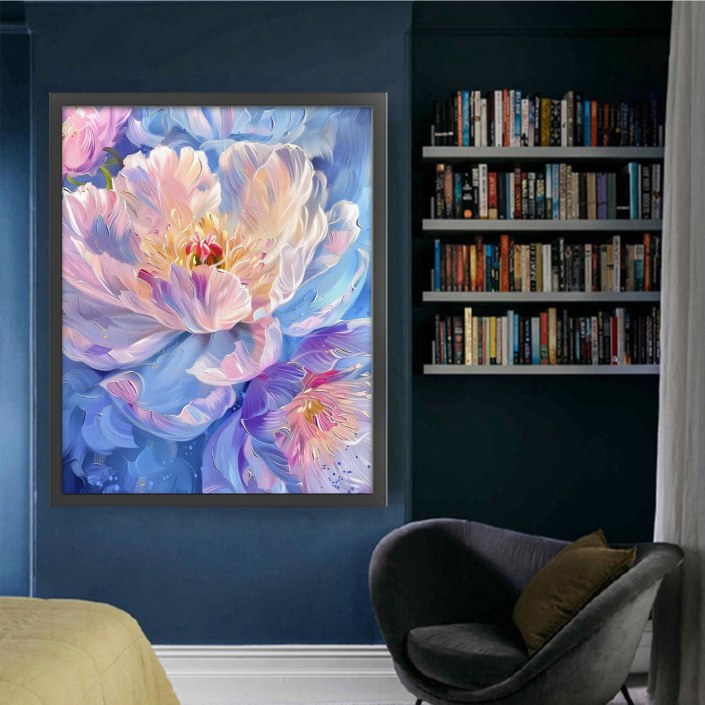 Gradient Peony - Full 9CT Stamped Cross Stitch 65x80CM - Jun He(39Colors)