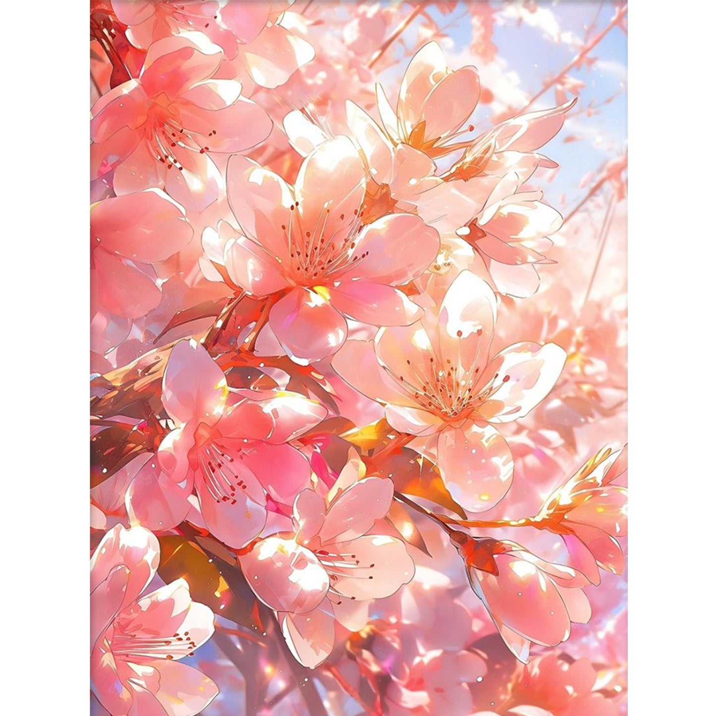 Lovely Peach Blossoms - Full 9CT Stamped Cross Stitch 65x85CM - Jun He(41Colors)