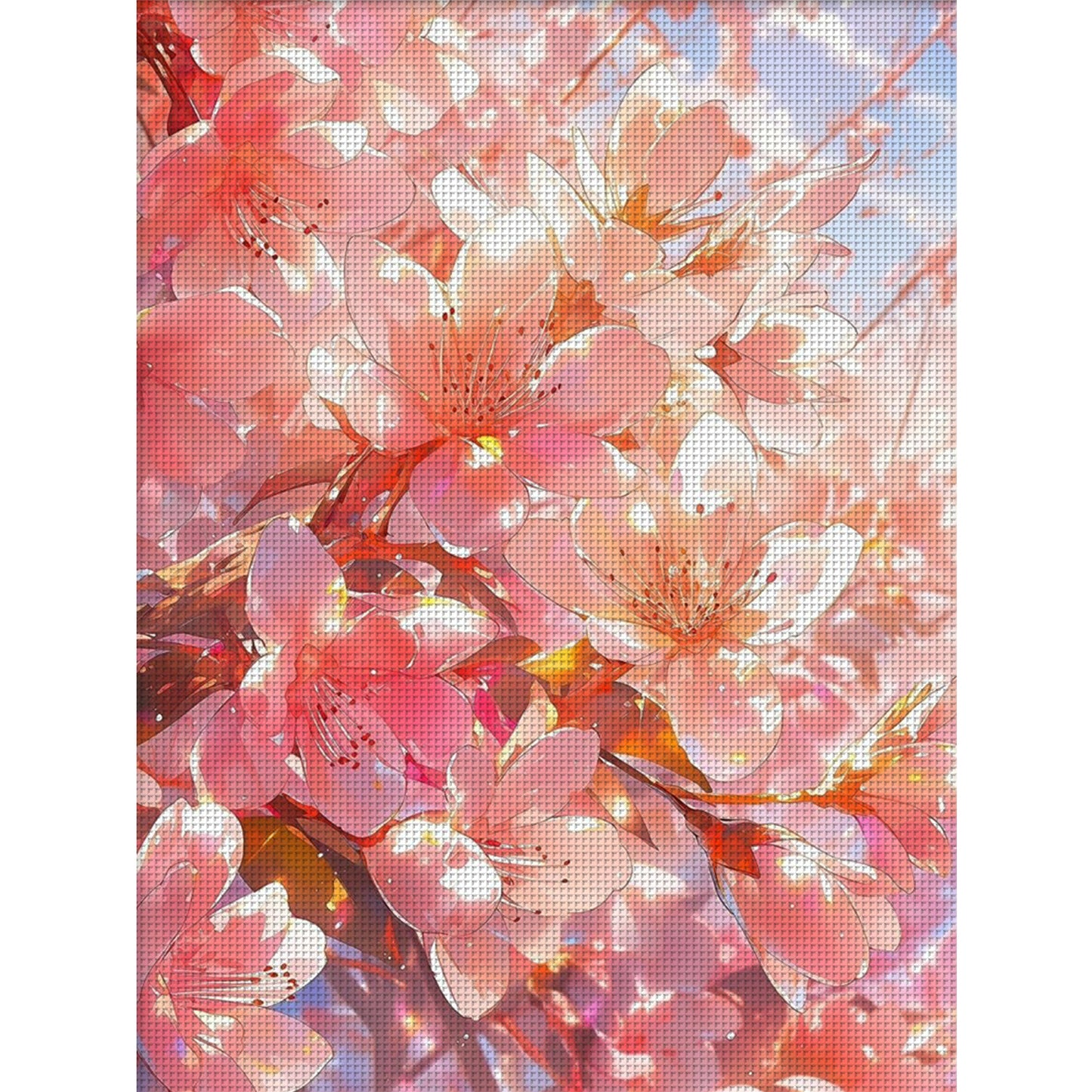 Lovely Peach Blossoms - Full 9CT Stamped Cross Stitch 65x85CM - Jun He(41Colors)