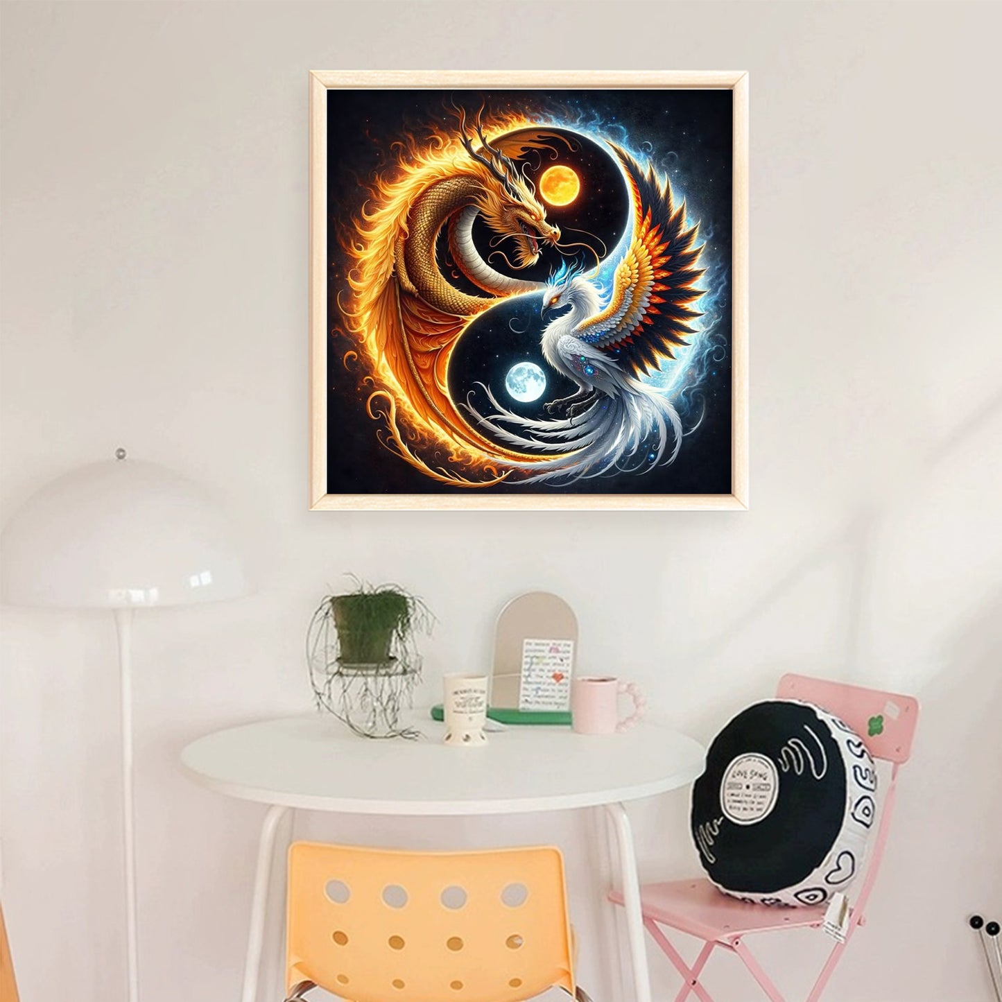 Tai Chi Yin Yang - Dragon And Phoenix - Full 11CT Stamped Cross Stitch 40x40CM - Yishu