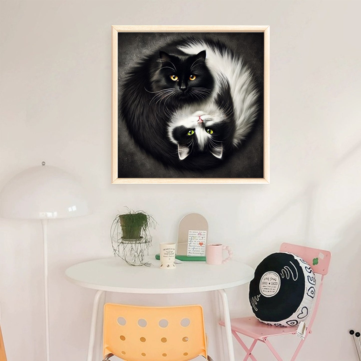 Tai Chi Yin Yang - Black And White Cat - Full 11CT Stamped Cross Stitch 40x40CM - Yishu