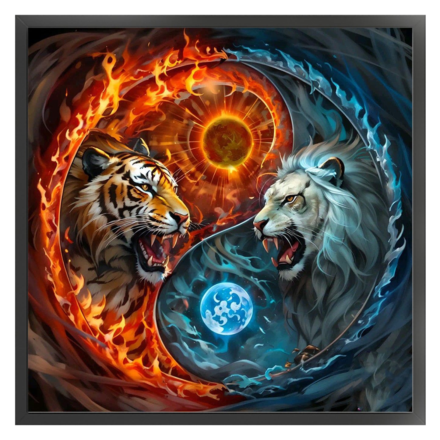 Tai Chi Yin Yang - Tiger - Full 11CT Stamped Cross Stitch 40x40CM - Yishu