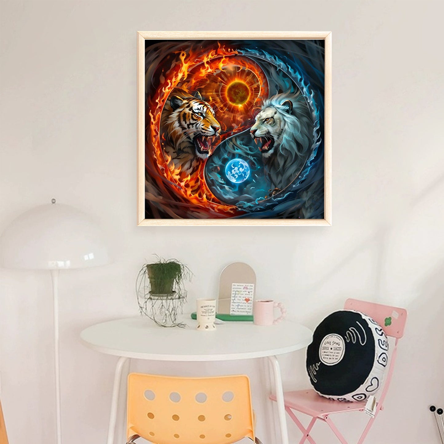Tai Chi Yin Yang - Tiger - Full 11CT Stamped Cross Stitch 40x40CM - Yishu