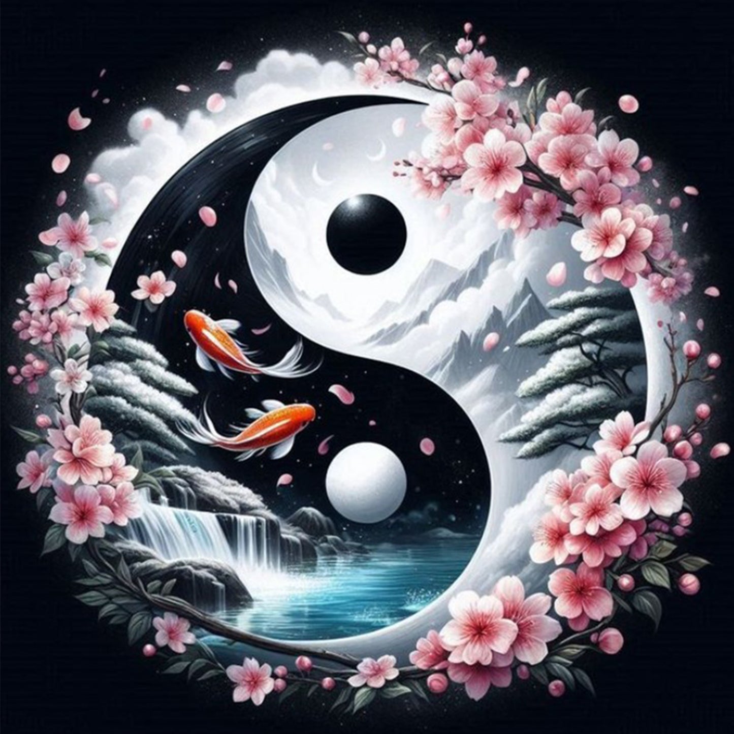 Tai Chi Yin Yang - Scenery - Full 11CT Stamped Cross Stitch 40x40CM - Yishu