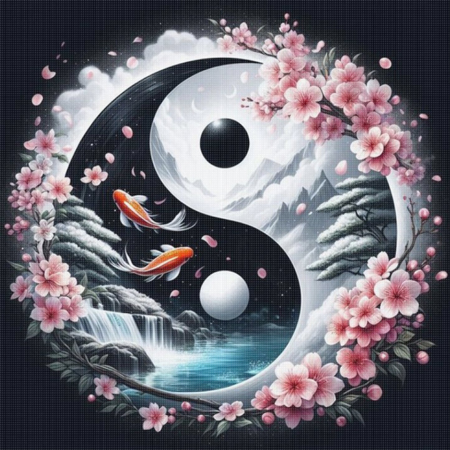 Tai Chi Yin Yang - Scenery - Full 11CT Stamped Cross Stitch 40x40CM - Yishu