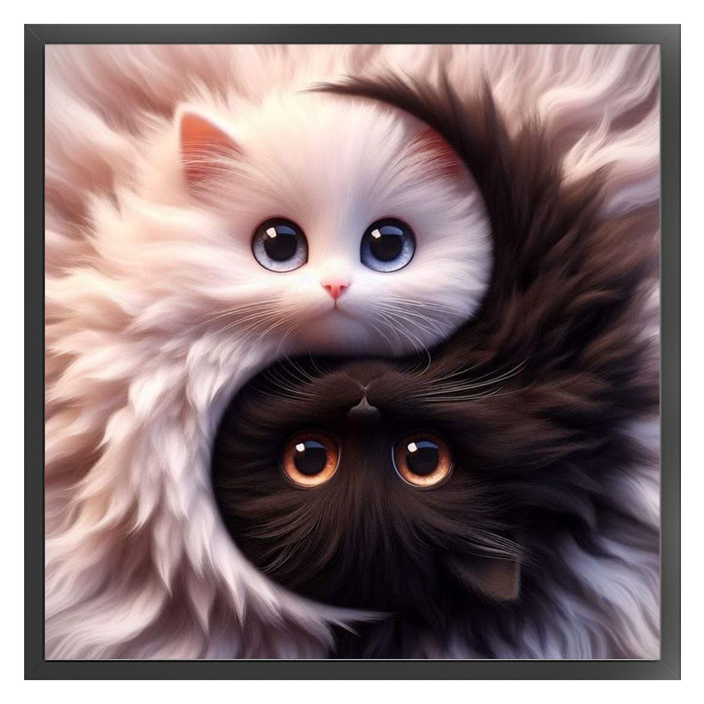 Tai Chi Yin Yang - Black And White Cat - Full 11CT Stamped Cross Stitch 40x40CM - Yishu