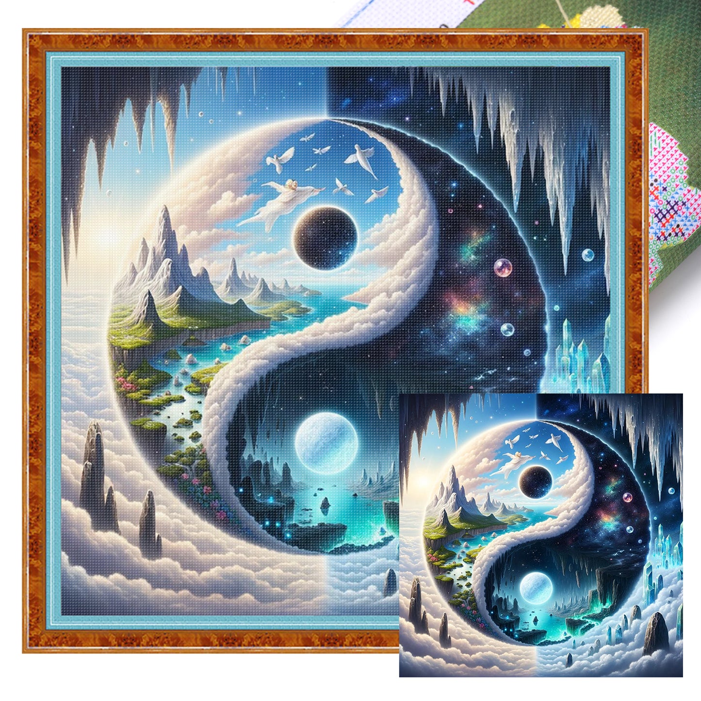 Tai Chi Yin Yang - Scenery - Full 11CT Stamped Cross Stitch 40x40CM - Yishu