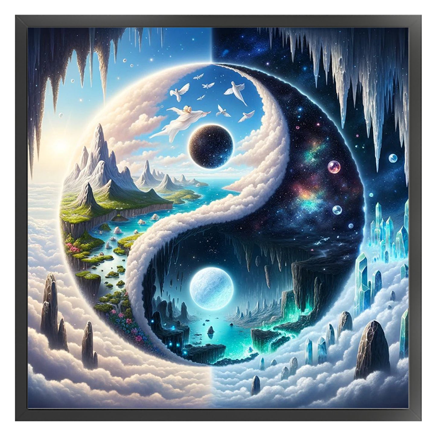 Tai Chi Yin Yang - Scenery - Full 11CT Stamped Cross Stitch 40x40CM - Yishu