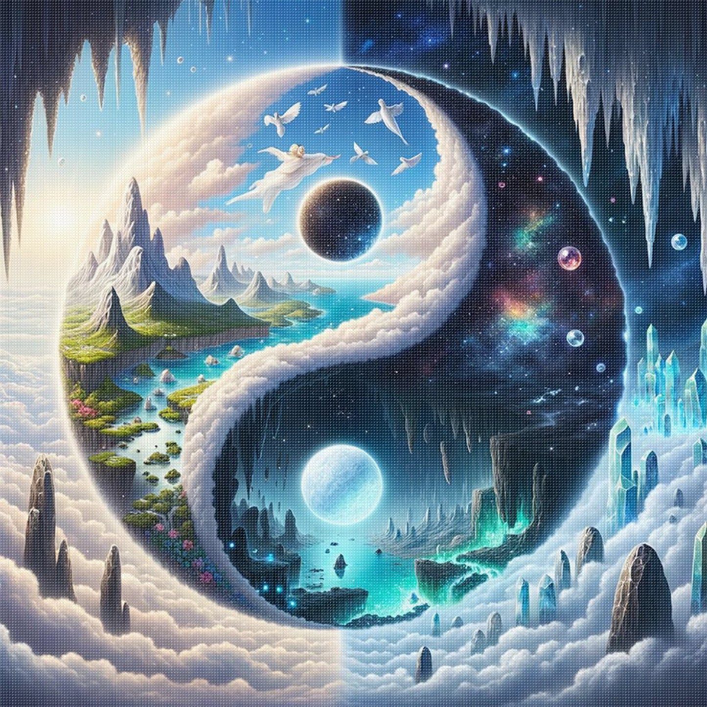 Tai Chi Yin Yang - Scenery - Full 11CT Stamped Cross Stitch 40x40CM - Yishu