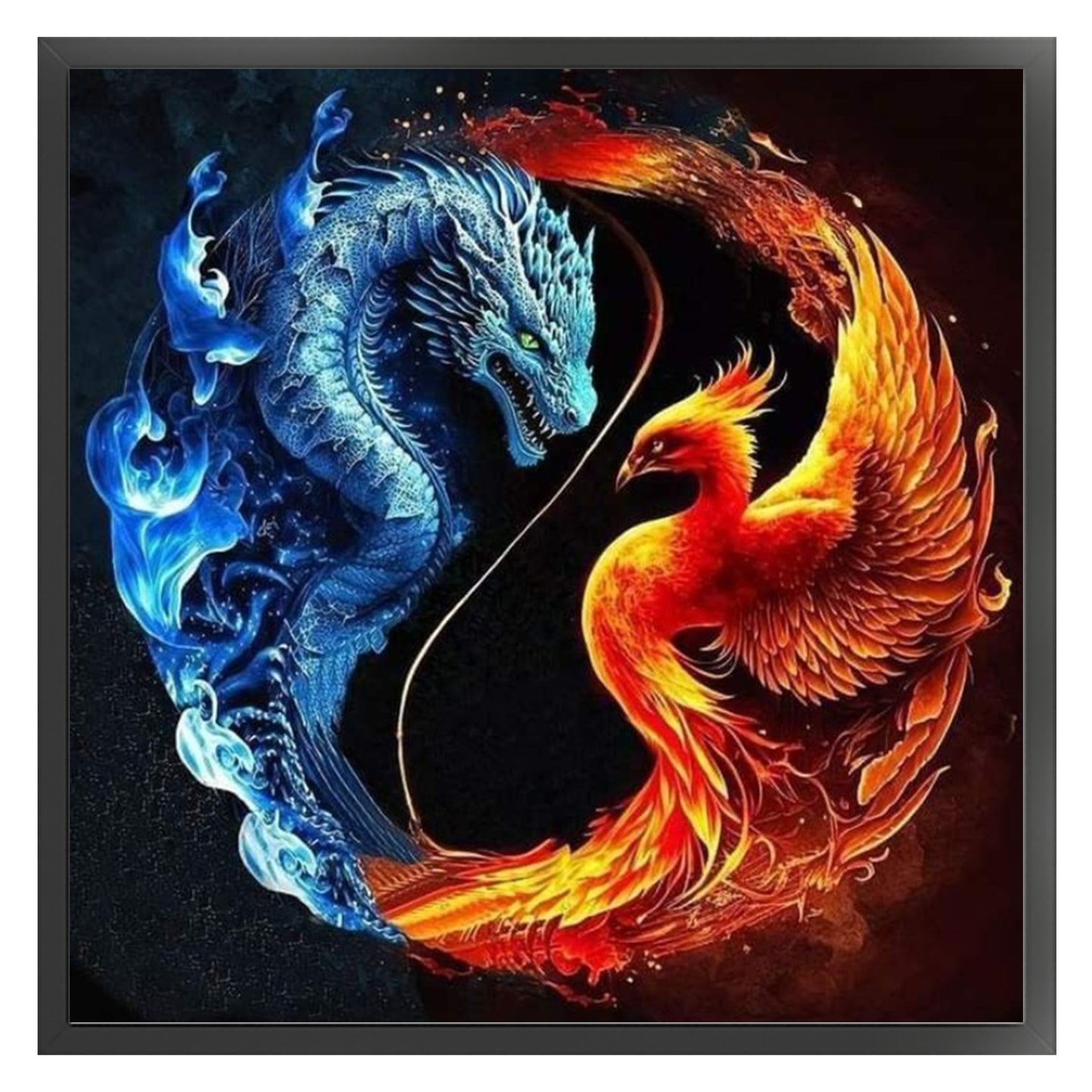 Tai Chi Yin Yang - Dragon And Phoenix - Full 11CT Stamped Cross Stitch 40x40CM - Yishu