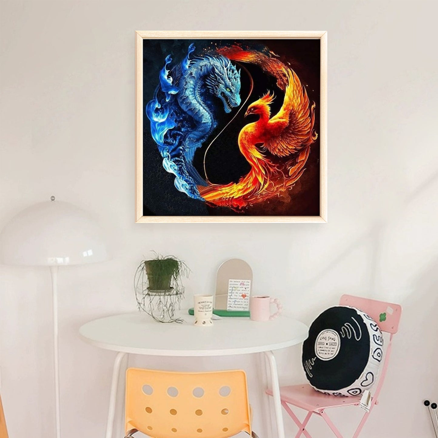 Tai Chi Yin Yang - Dragon And Phoenix - Full 11CT Stamped Cross Stitch 40x40CM - Yishu