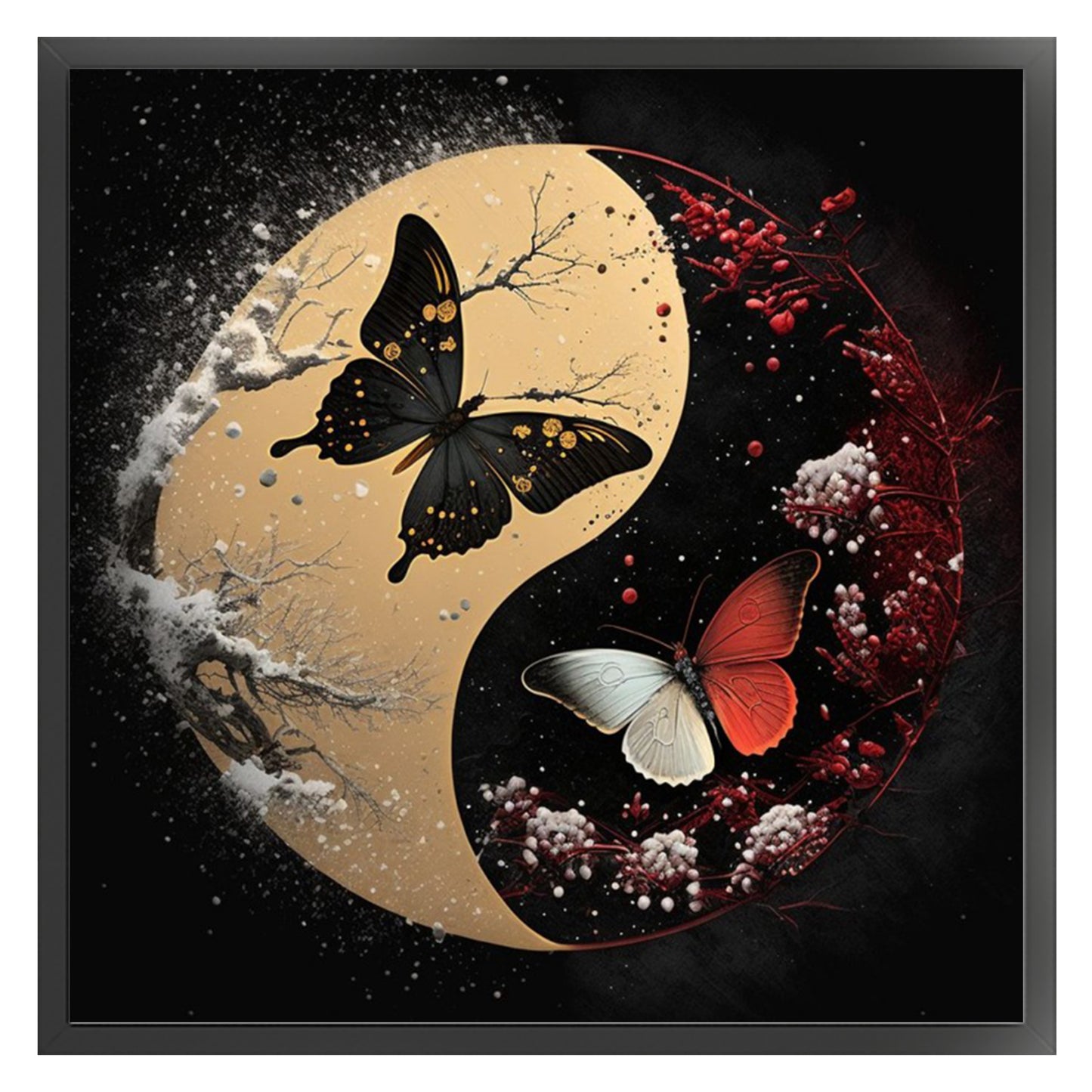 Tai Chi Yin Yang - Butterfly - Full 11CT Stamped Cross Stitch 40x40CM - Yishu